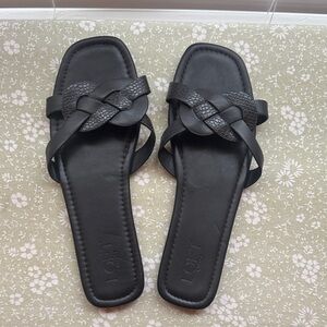 LOFT Outlet Black Braided Slide Sandals Size 9